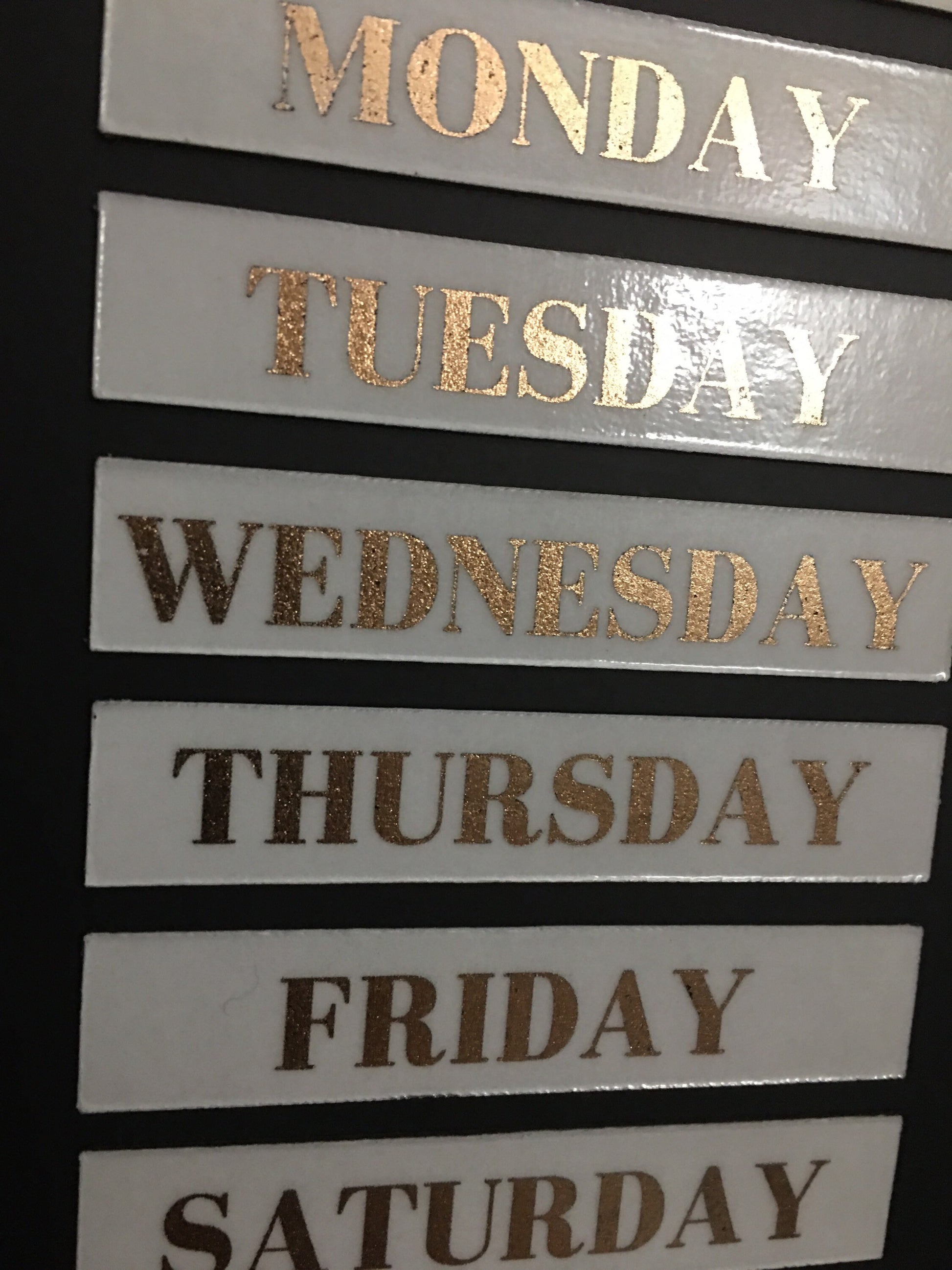 Rose Gold Weekly Magnets // Monday through Sunday Magnets // Weekly Planner Magnets in Rose Gold