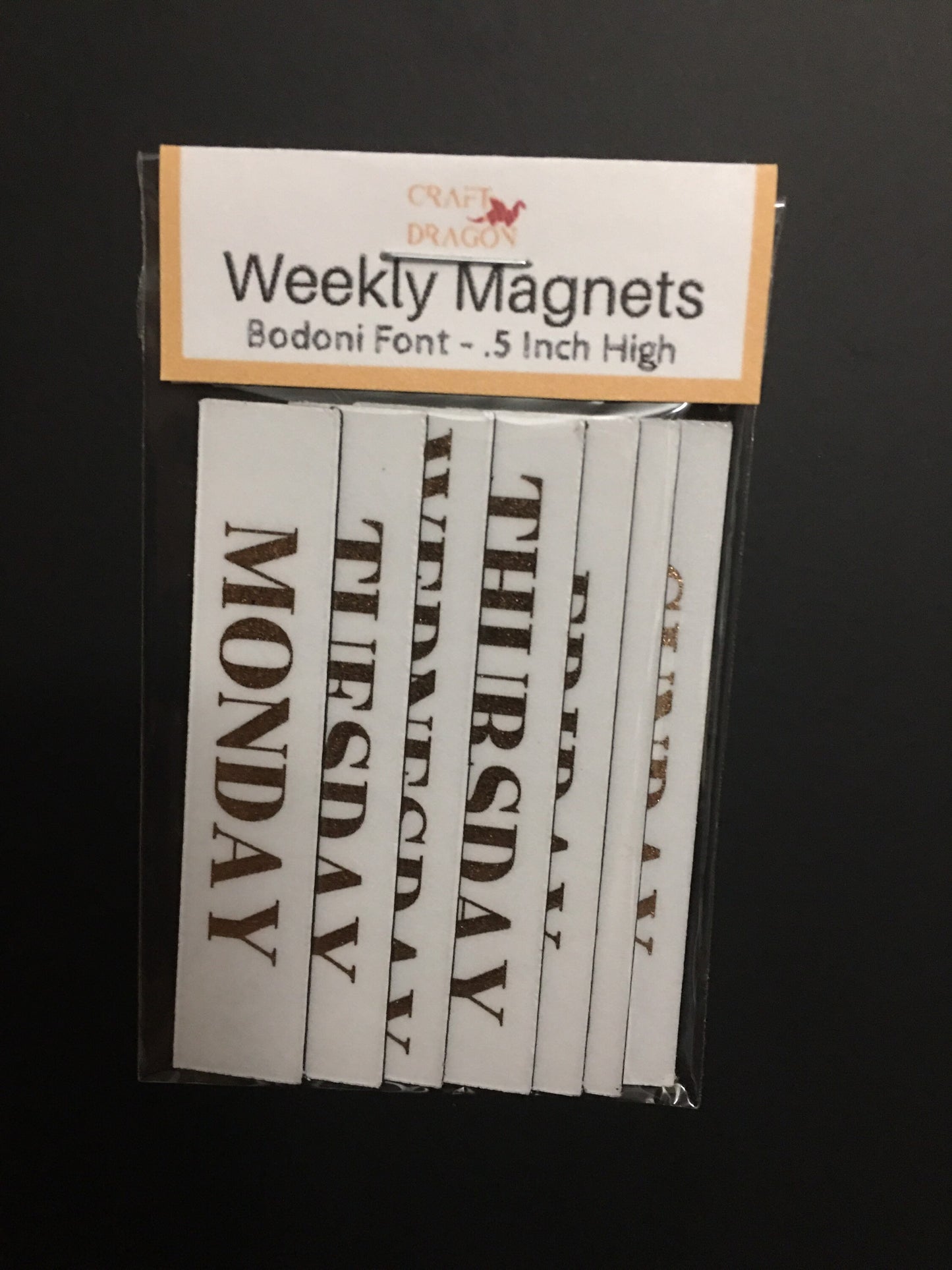 Rose Gold Weekly Magnets // Monday through Sunday Magnets // Weekly Planner Magnets in Rose Gold
