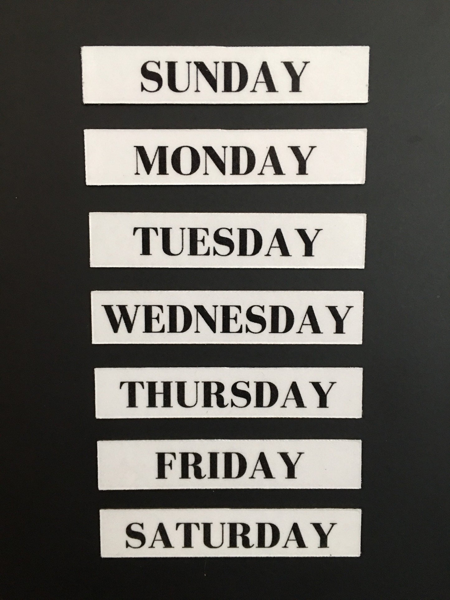 Magnetic Rectangle Days of the Week 0.5 inches high// Calendar Days Sunday through Saturday Magnets // Planner Magnets