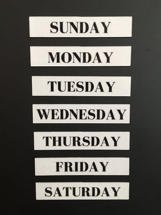 Magnetic Rectangle Days of the Week 0.5 inches high// Calendar Days Sunday through Saturday Magnets // Planner Magnets