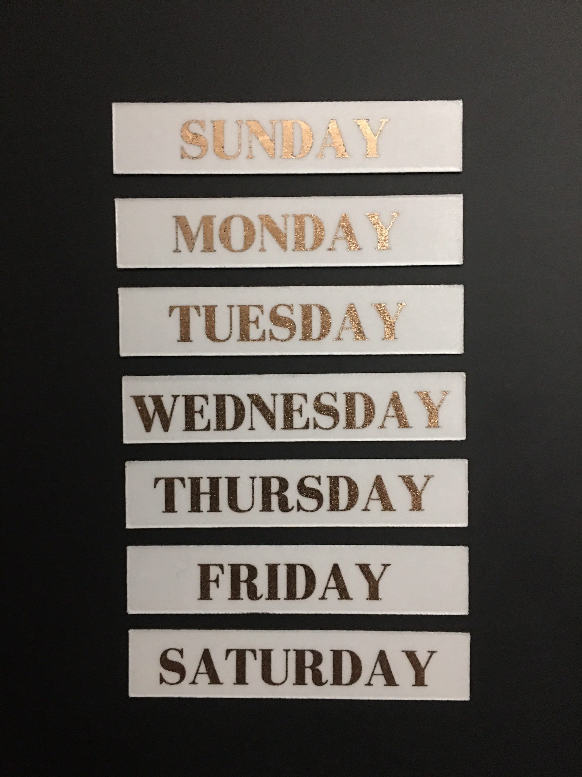 Rose Gold Weekly Magnets // Monday through Sunday Magnets // Weekly Planner Magnets in Rose Gold
