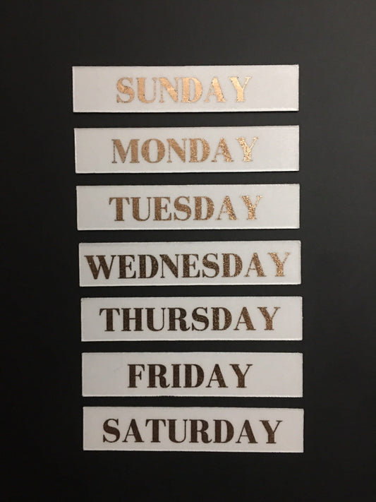 Rose Gold Weekly Magnets // Monday through Sunday Magnets // Weekly Planner Magnets in Rose Gold