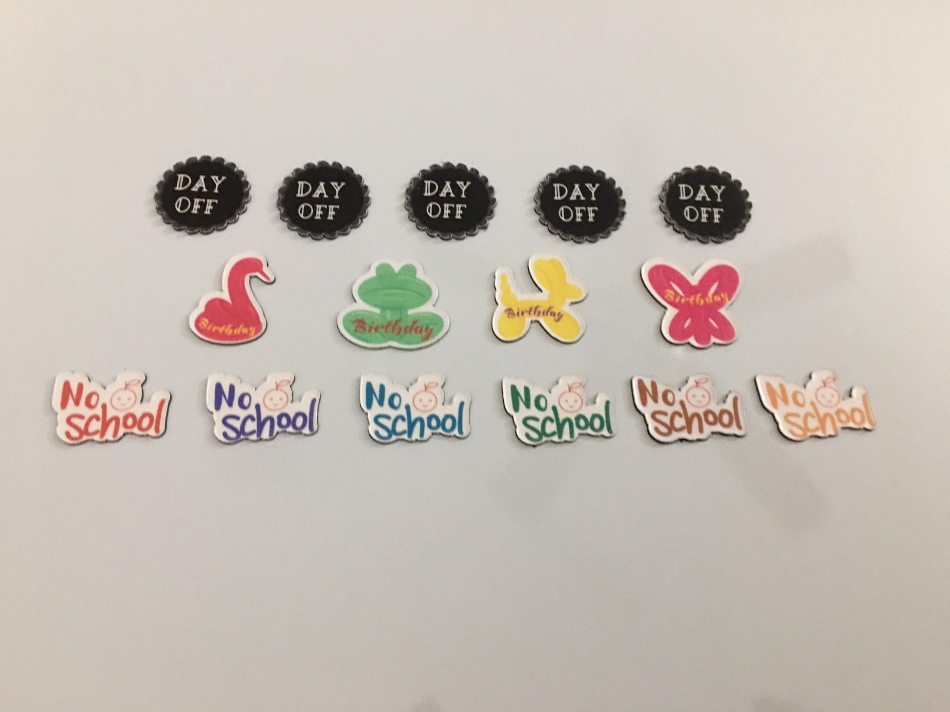 No School, Birthday and Day Off magnetic reminders / Calendar reminders