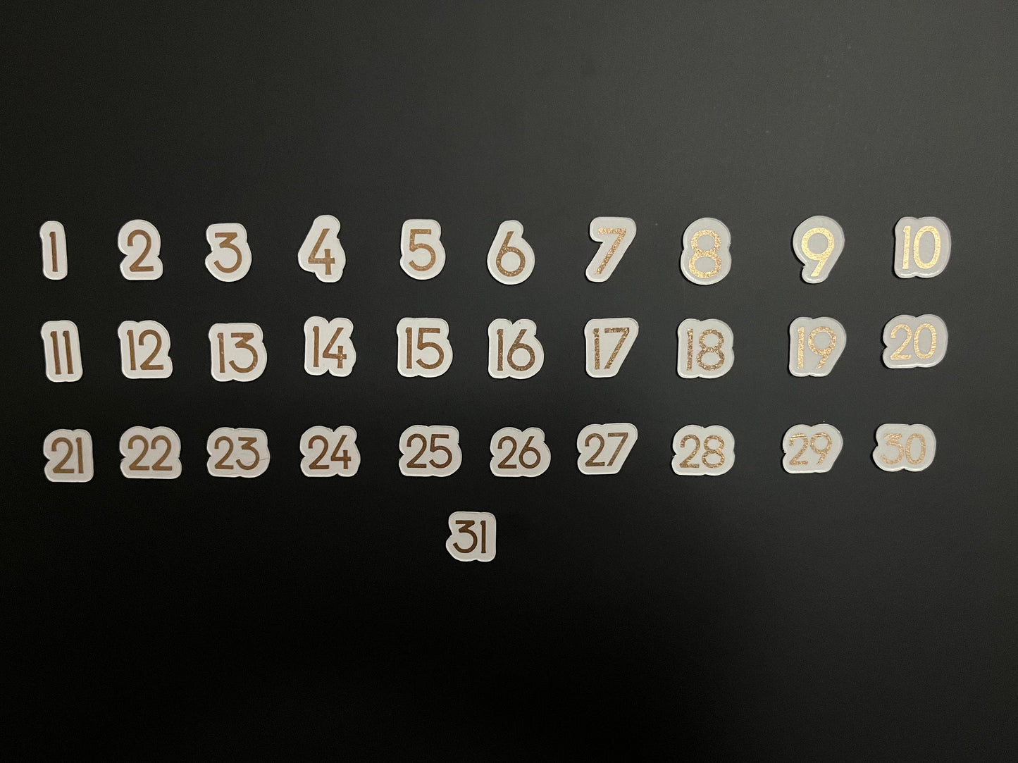 Magnetic Badhorse Font Numbers Rose Gold or Gold Foiled Numbers for Calendar or Board // Daily Magnets // Rose Gold & Gold Foiled