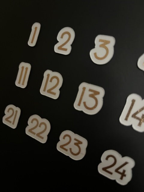 Magnetic Badhorse Font Numbers Rose Gold or Gold Foiled Numbers for Calendar or Board // Daily Magnets // Rose Gold & Gold Foiled
