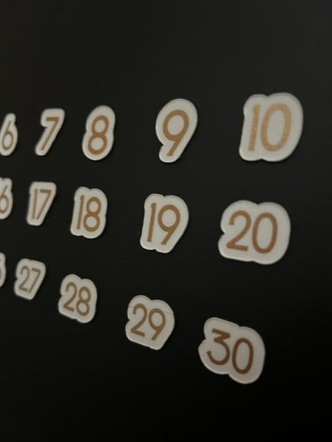 Magnetic Badhorse Font Numbers Rose Gold or Gold Foiled Numbers for Calendar or Board // Daily Magnets // Rose Gold & Gold Foiled