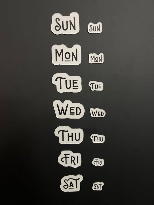 Magnetic Three Letter Days of the Week // Calendar Days Sunday through Saturday Magnets // Planner Magnets 2 sizes