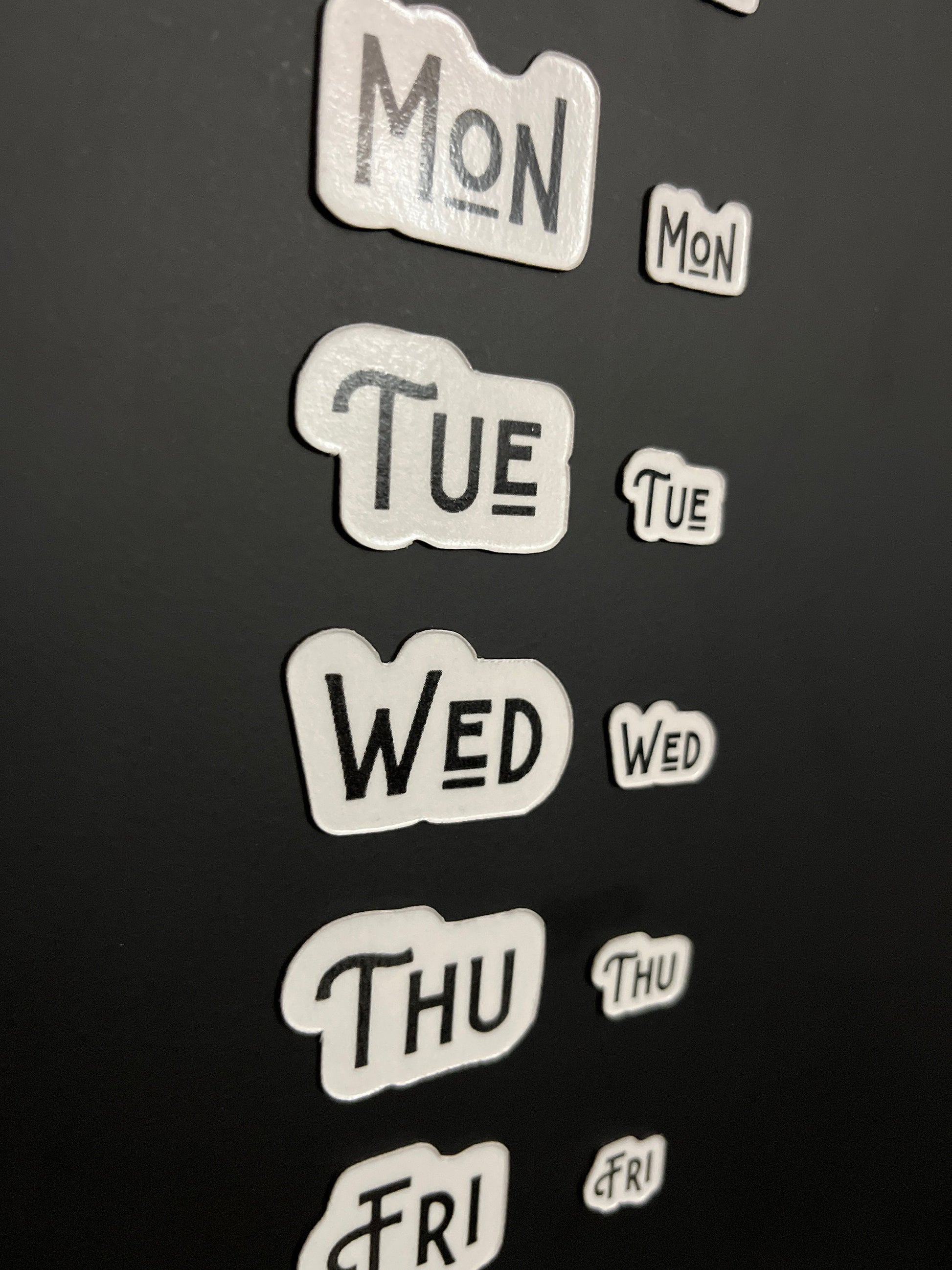 Magnetic Three Letter Days of the Week // Calendar Days Sunday through Saturday Magnets // Planner Magnets 2 sizes
