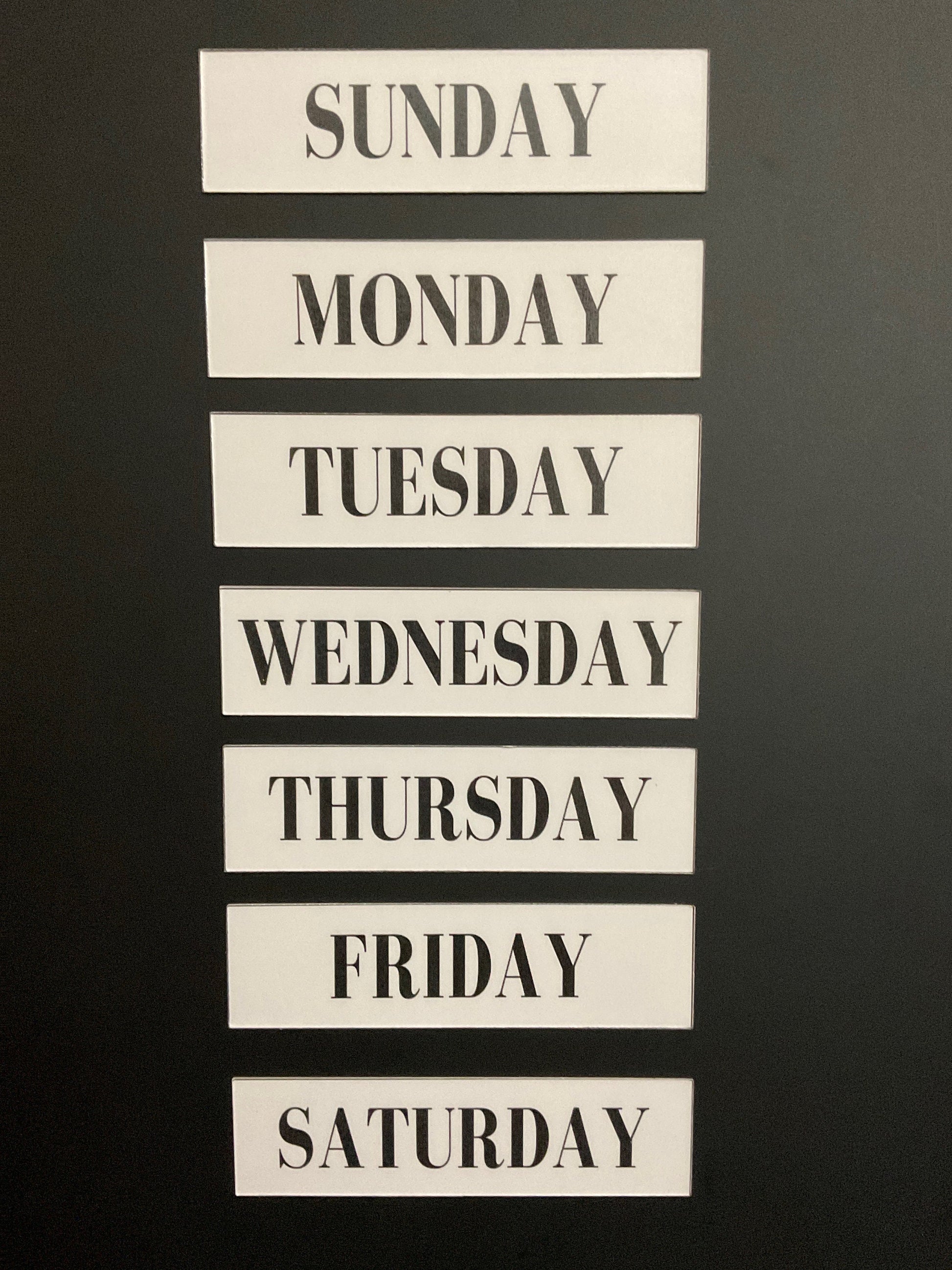 Magnetic Rectangle Days of the Week // Calendar Days Sunday through Saturday Magnets // Planner Magnets 1.5 inches high