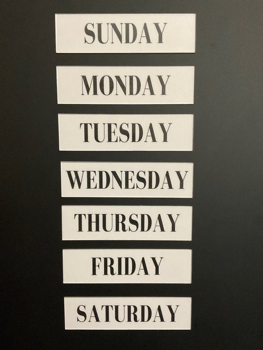 Magnetic Rectangle Days of the Week // Calendar Days Sunday through Saturday Magnets // Planner Magnets 1.5 inches high