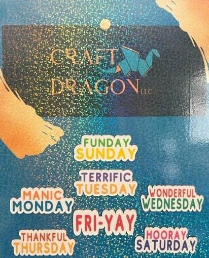 Fun and Colorful Sayings for Days of the Week Magnets / Magnetic Calendar Days of the Week Full Spelling 2 sizes