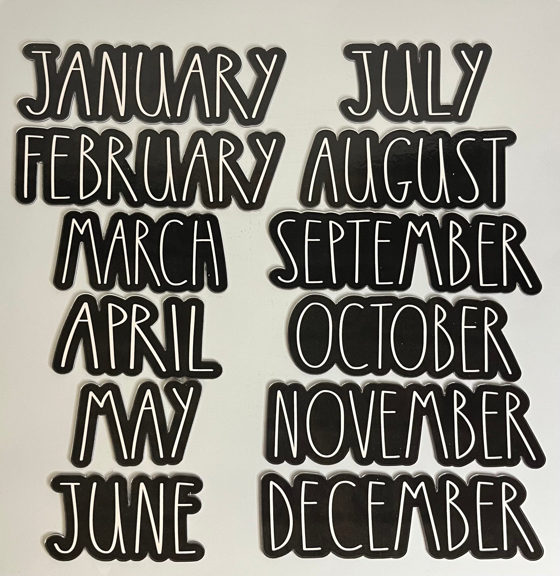 Rae Dunn Font Black Outline Calendar Months in Black // Learning Magnet Months // School Calendar Months for Teachers and Students