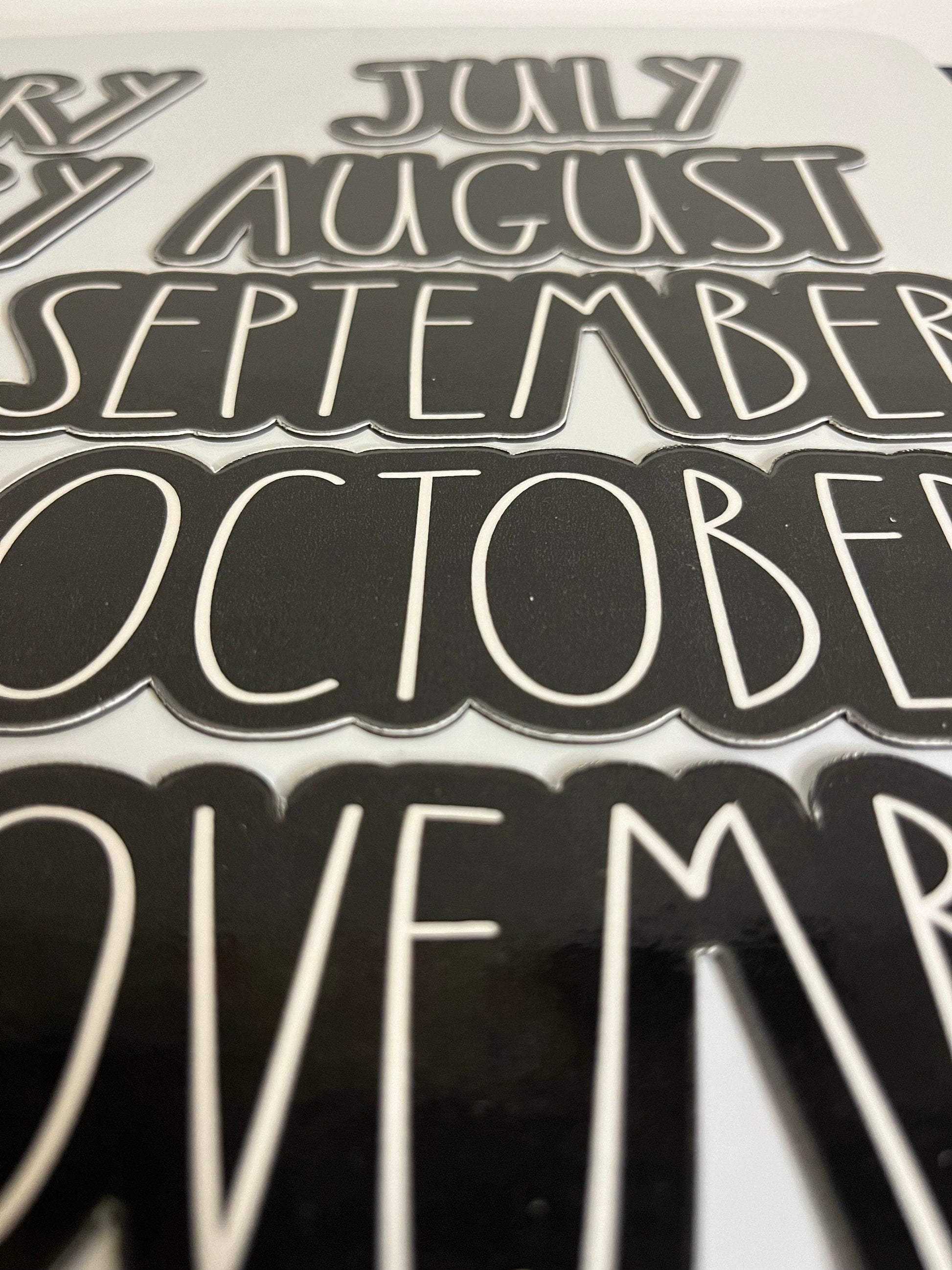 Rae Dunn Font Black Outline Calendar Months in Black // Learning Magnet Months // School Calendar Months for Teachers and Students