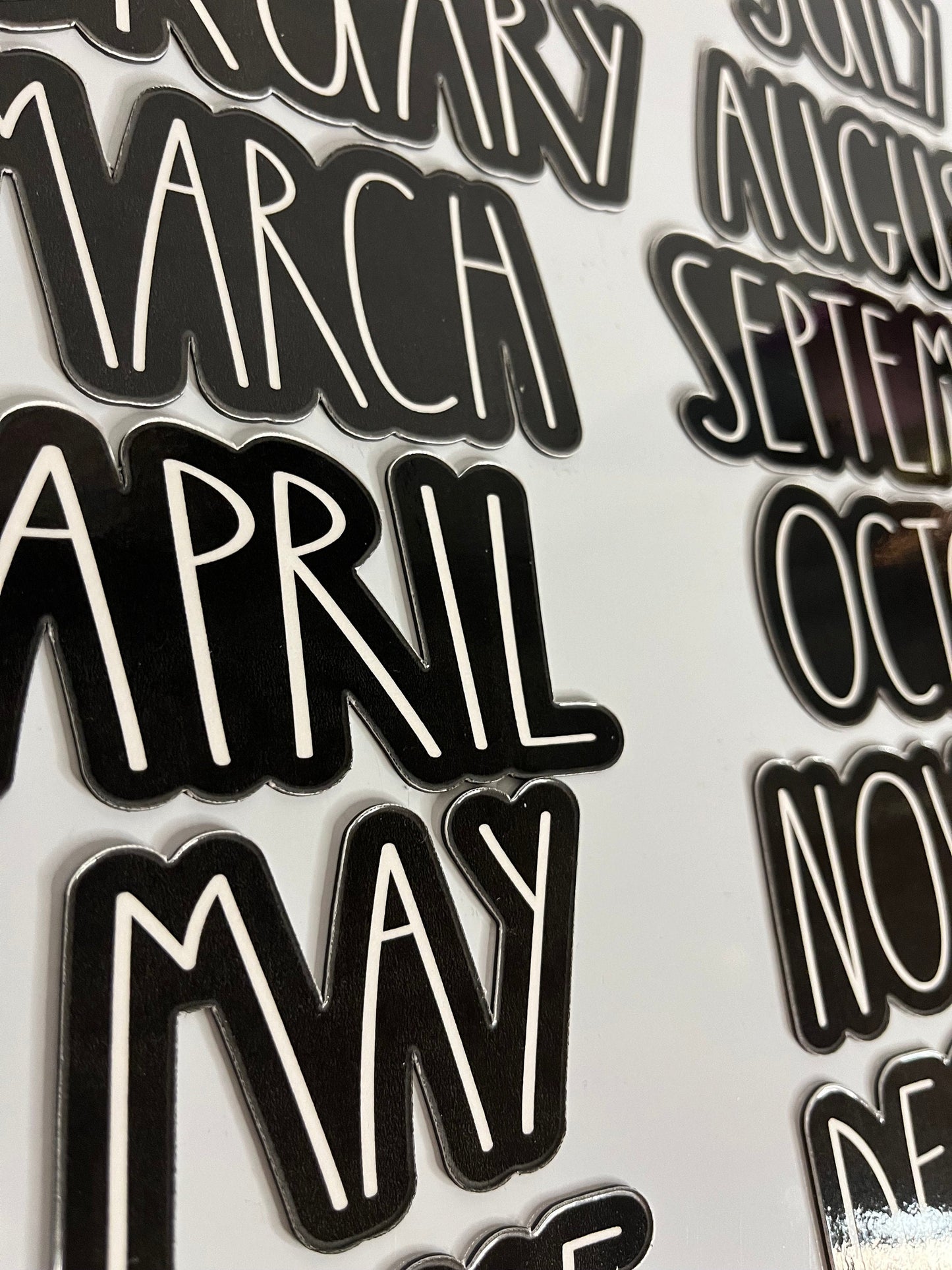 Rae Dunn Font Black Outline Calendar Months in Black // Learning Magnet Months // School Calendar Months for Teachers and Students