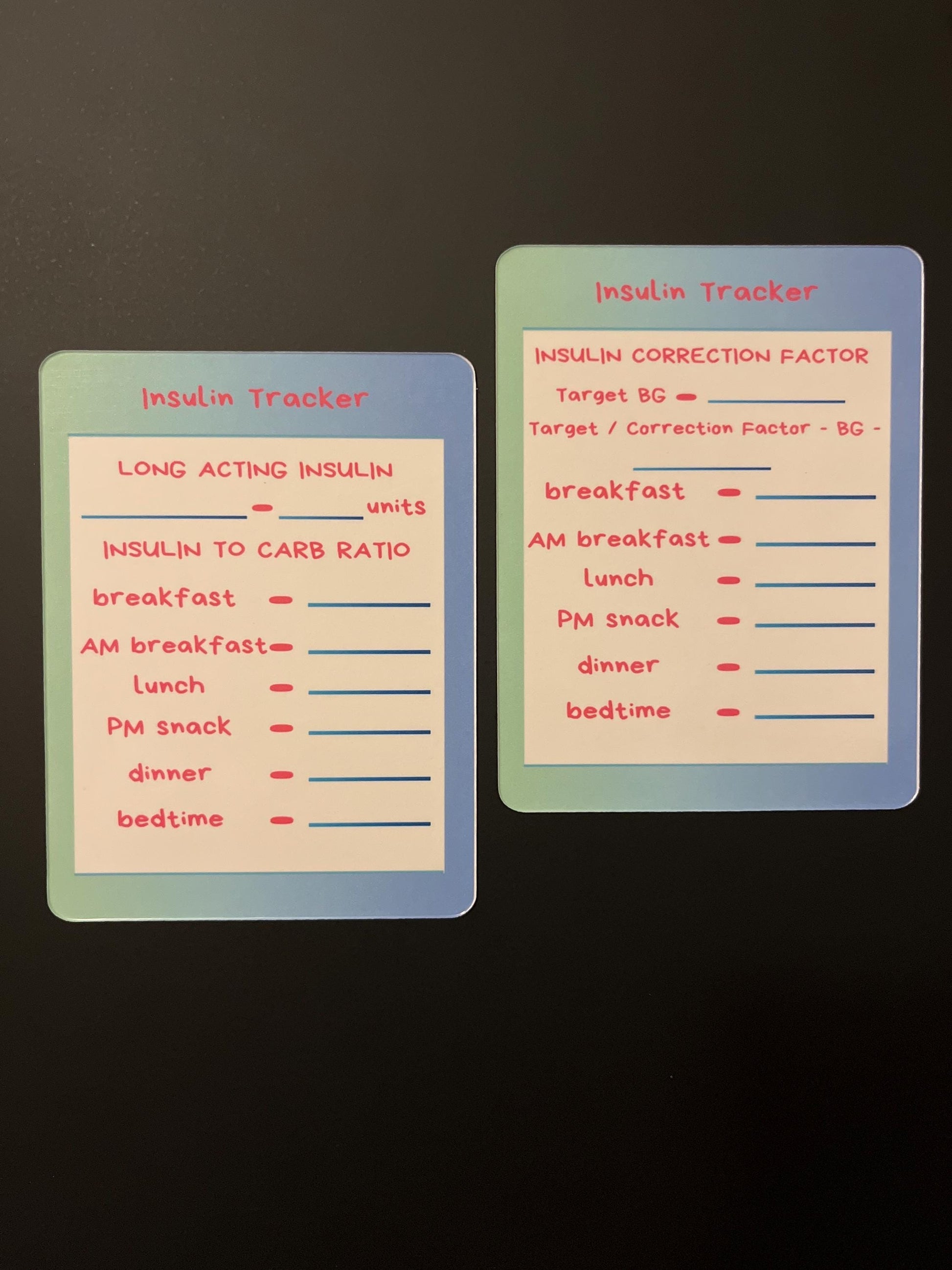 Magnetic Dry Erase Insulin Tracker set of 2 // Colorful Insulin Tracker Fridge Magnet - Pink and Light Blue