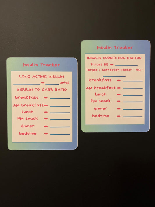 Magnetic Dry Erase Insulin Tracker set of 2 // Colorful Insulin Tracker Fridge Magnet - Pink and Light Blue