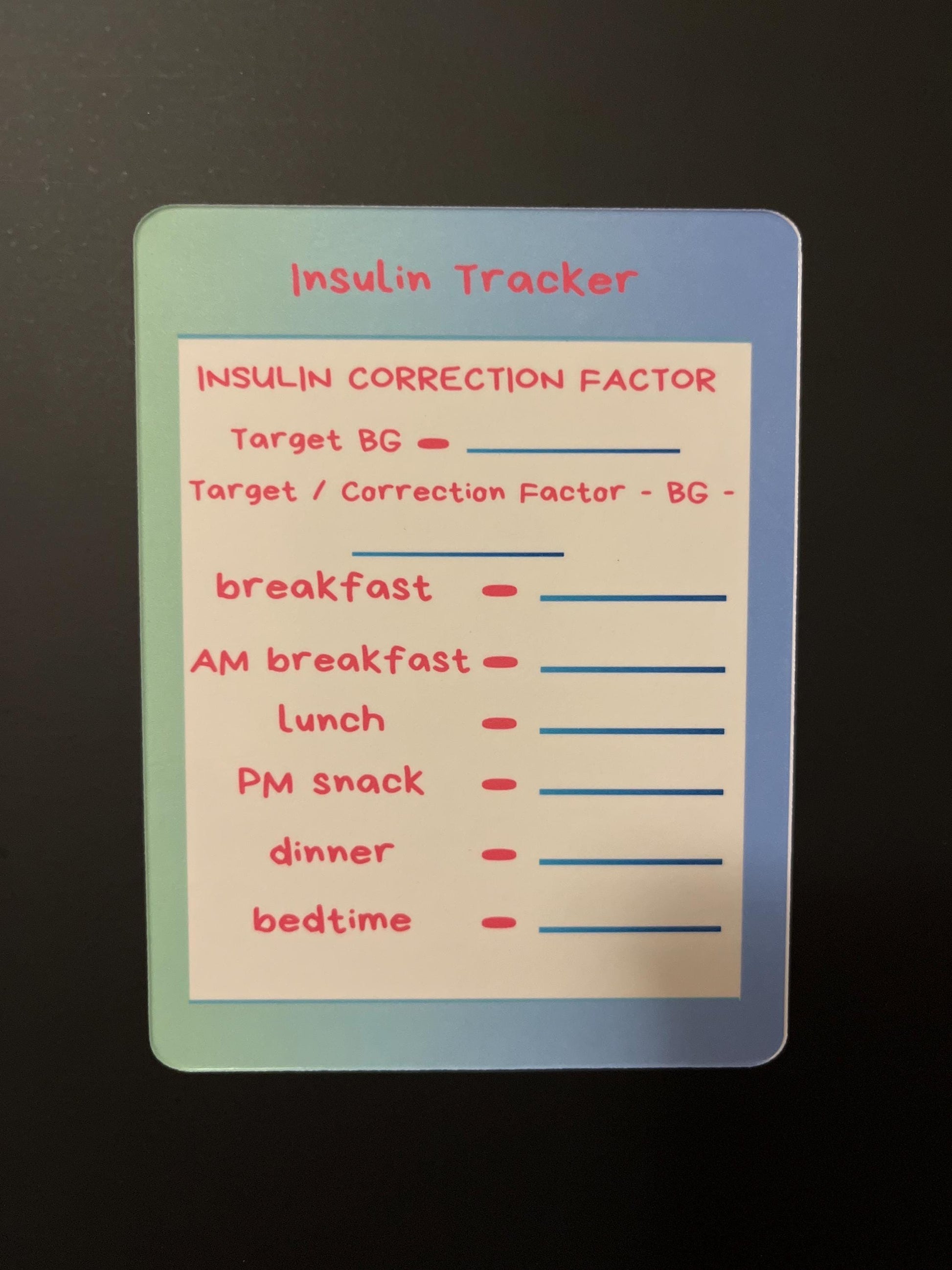 Magnetic Dry Erase Insulin Tracker set of 2 // Colorful Insulin Tracker Fridge Magnet - Pink and Light Blue