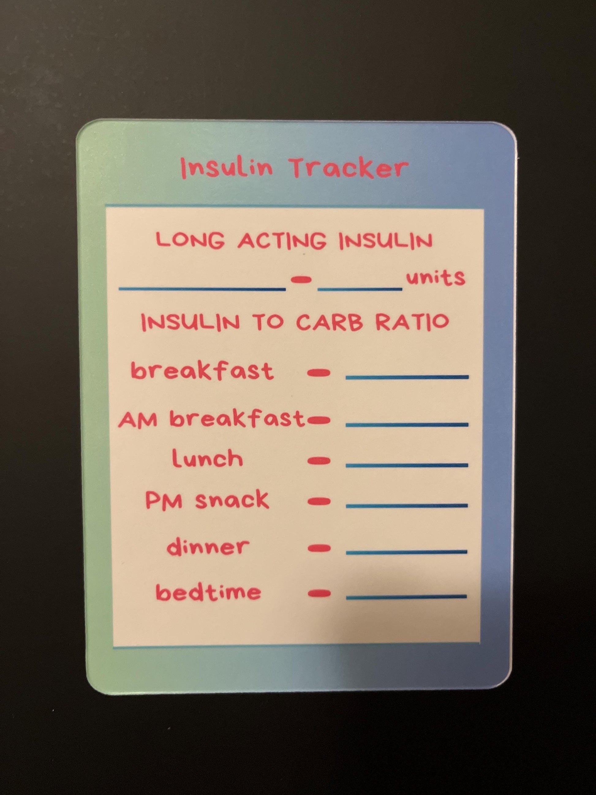 Magnetic Dry Erase Insulin Tracker set of 2 // Colorful Insulin Tracker Fridge Magnet - Pink and Light Blue