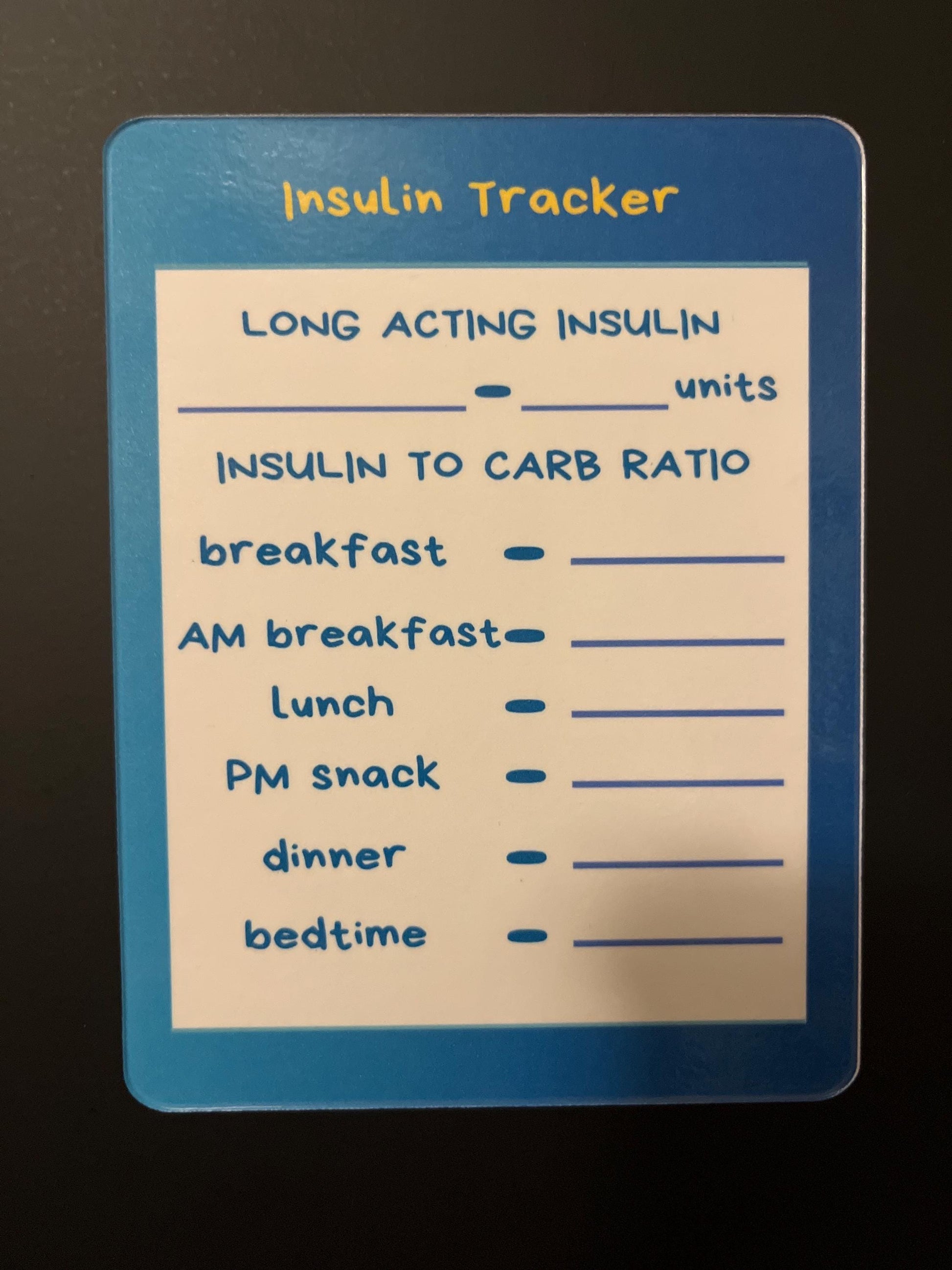 Magnetic Dry Erase Insulin Tracker set of 2 // Colorful Insulin Tracker Fridge Magnet - Dark Blue and Yellow