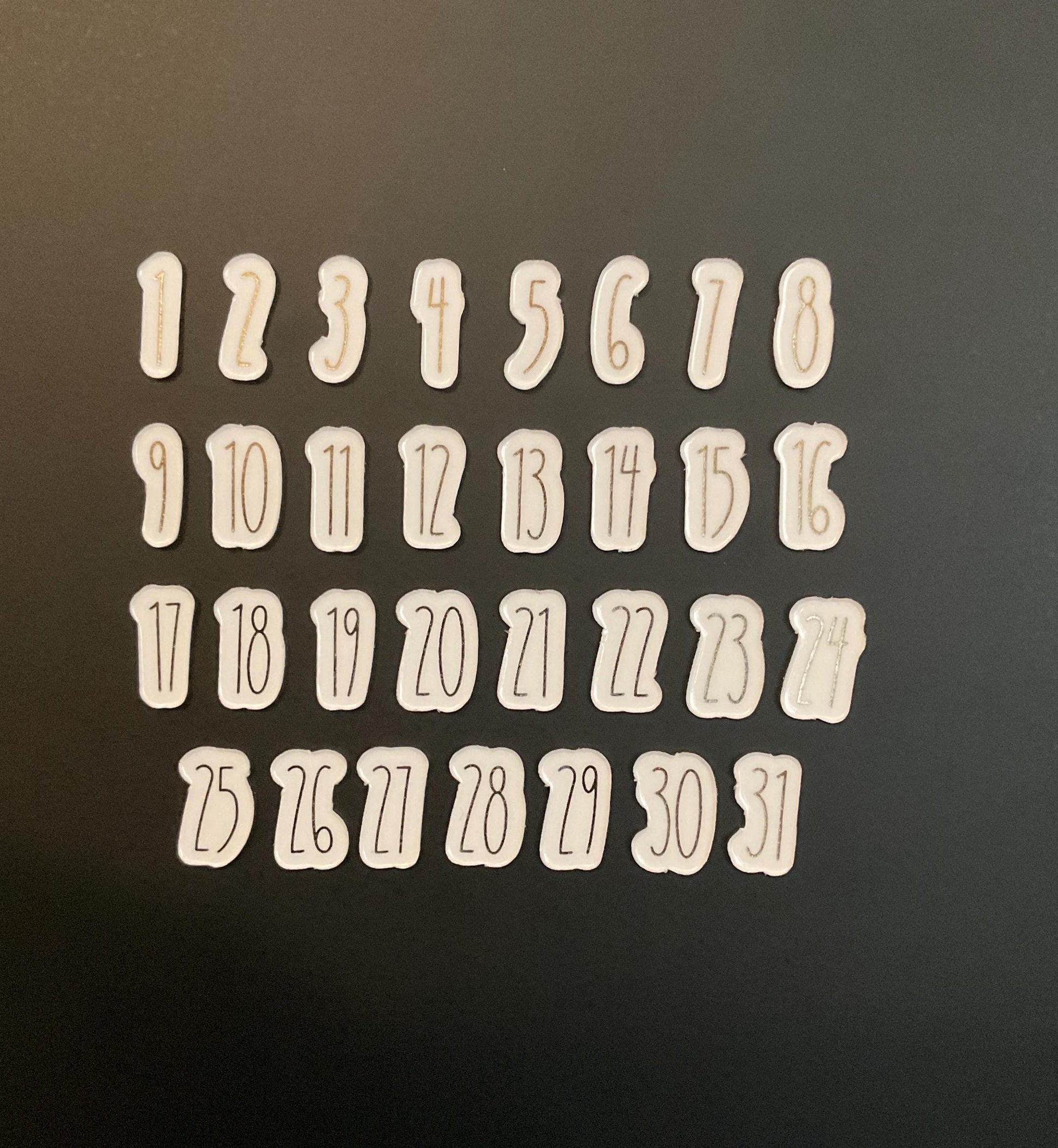 Magnetic Rae Dunn Font Numbers Rose Gold, Gold & Rainbow Foiled Numbers for Calendar or Board // Daily Magnets