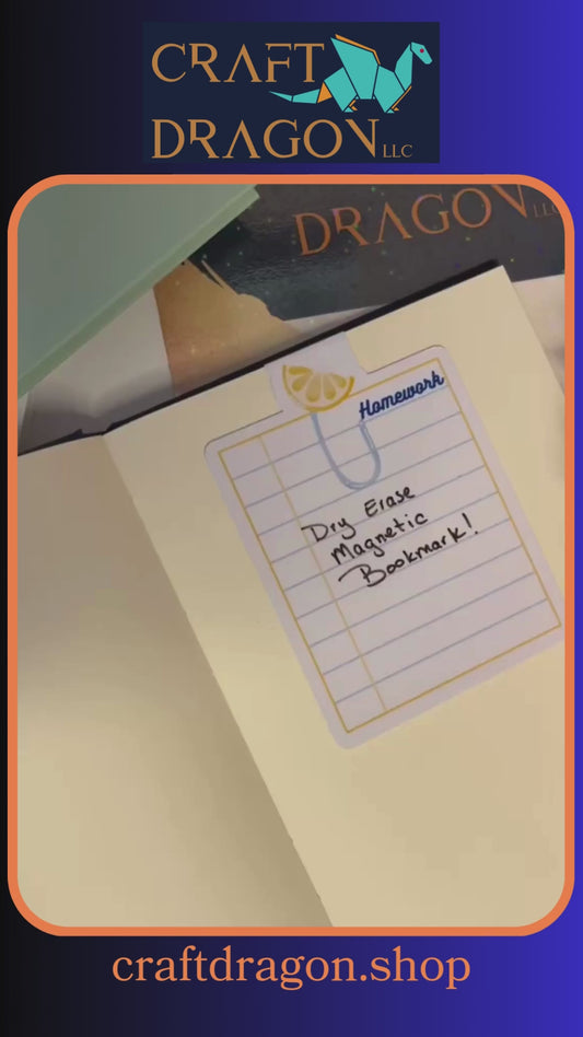 Dry Erase Magnetic Bookmark Lemon Paperclip Design